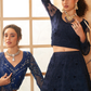 Festive Navy Blue Stone-Studded Net Lehenga Skirt