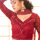 Classic Red Partywear Net Lehenga With Diamond Detailing