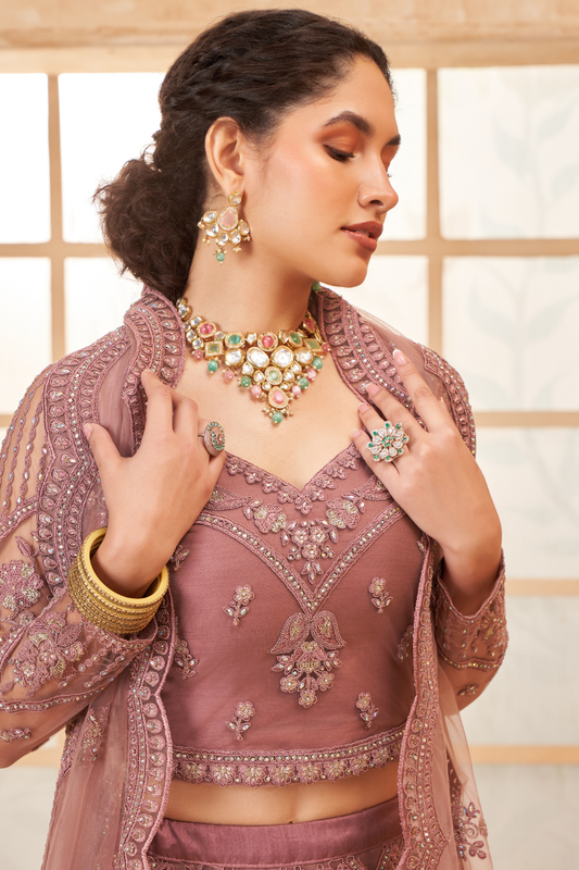 Soft Net Onion Pink Lehenga With Sparkling Diamond Work