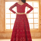 Classic Red Partywear Net Lehenga With Diamond Detailing
