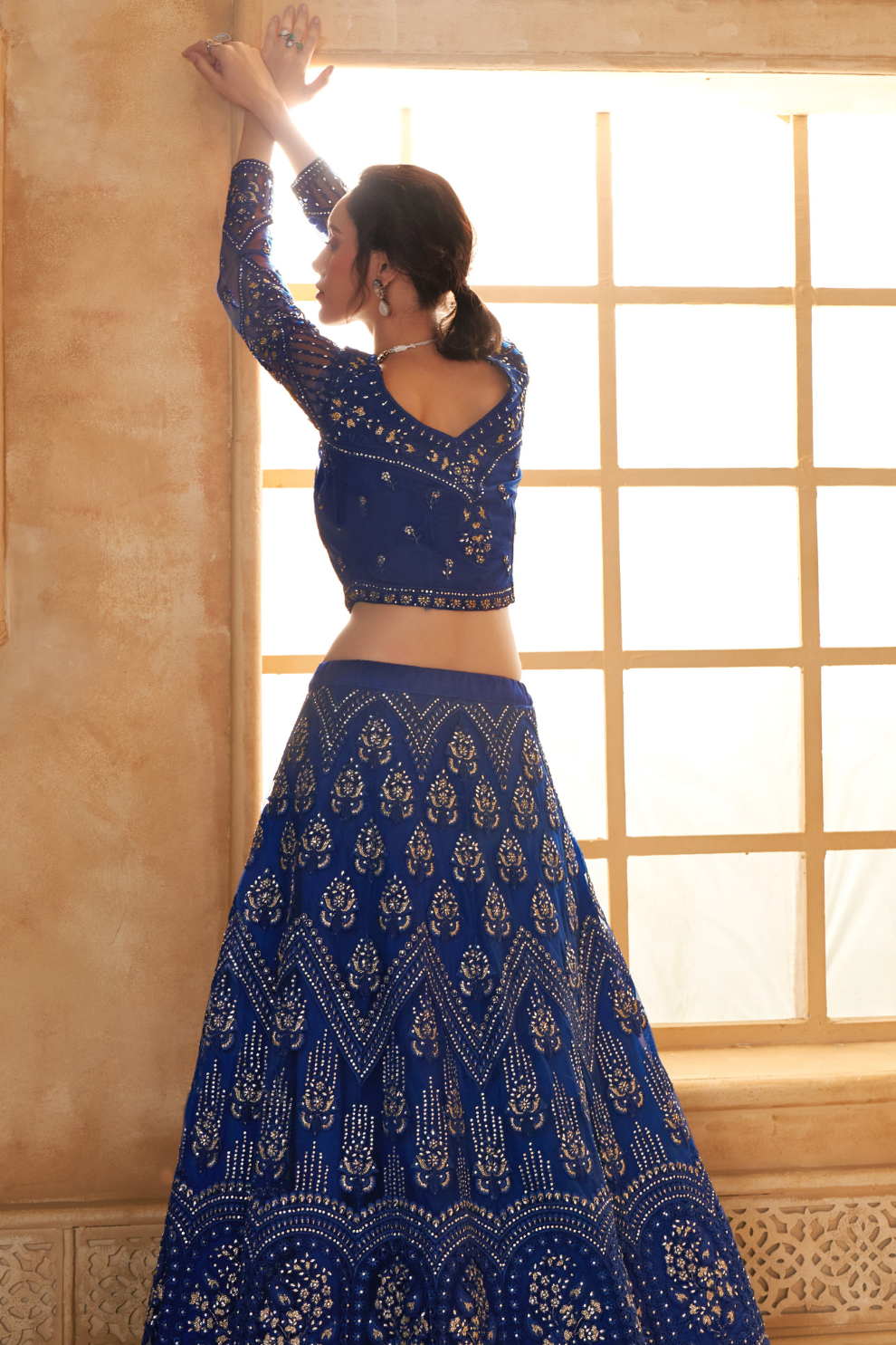 Graceful Royal Blue Party Lehenga Choli With All-Over Thread