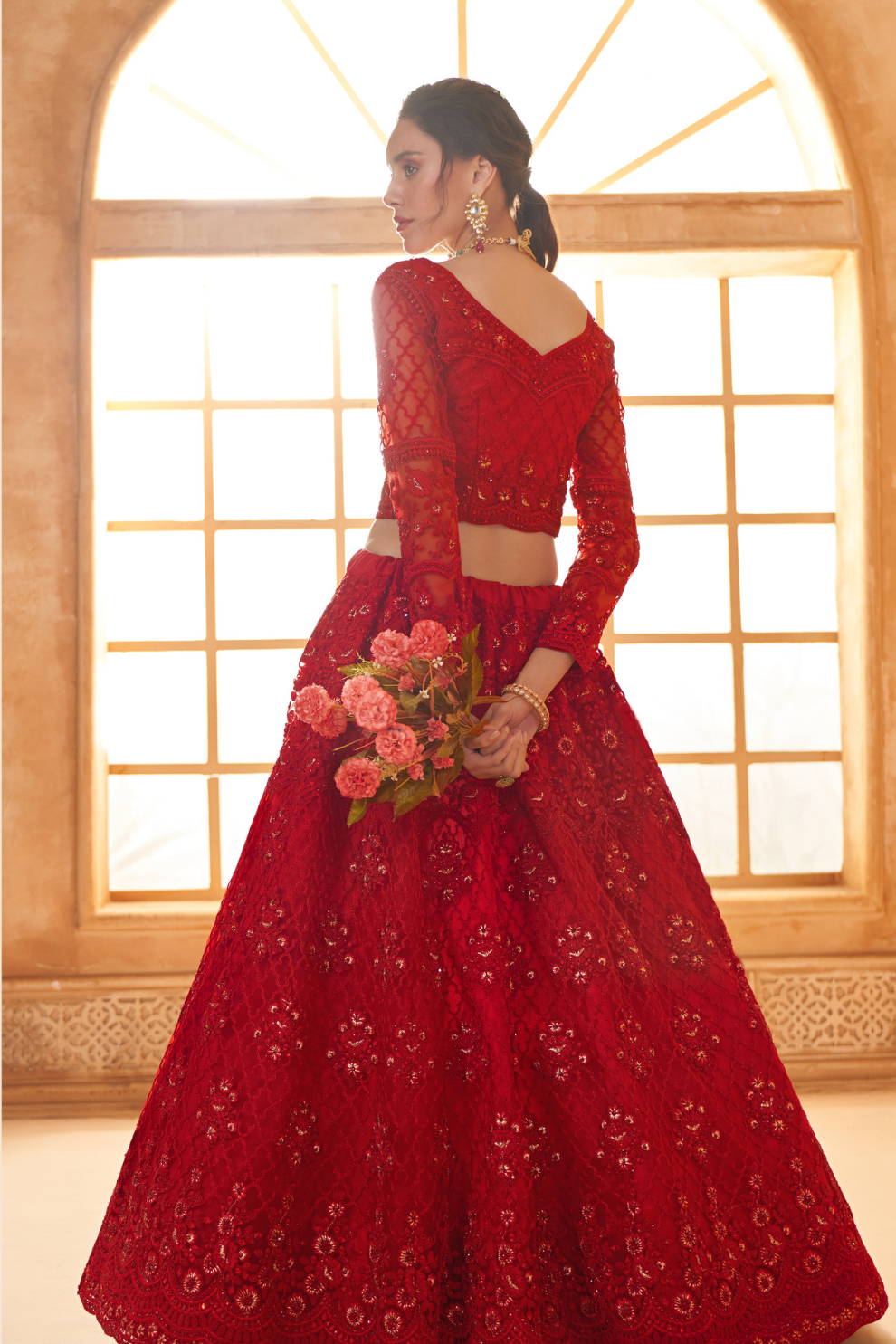 Red Cord Embellished Designer Lehenga Choli For Weddings & Parties