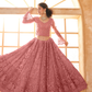 Graceful Pink Net Lehenga Choli With Intricate Thread Embroidery