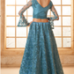 Graceful Light Blue Embroidered Net Lehenga With Sparkling