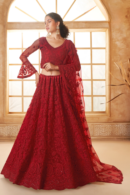 Classic Red Color Designer Lehenga Choli – Elegant & Timeless