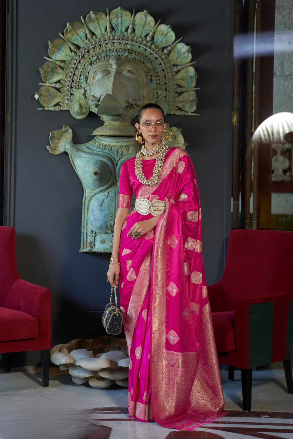 Nylon Pure Satin Handloom Weaving Saree with Subtle Elegance