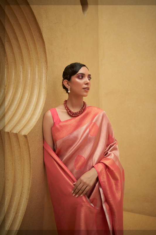 Two-Tone Nylon Woven Silk Saree with Elegant Shine