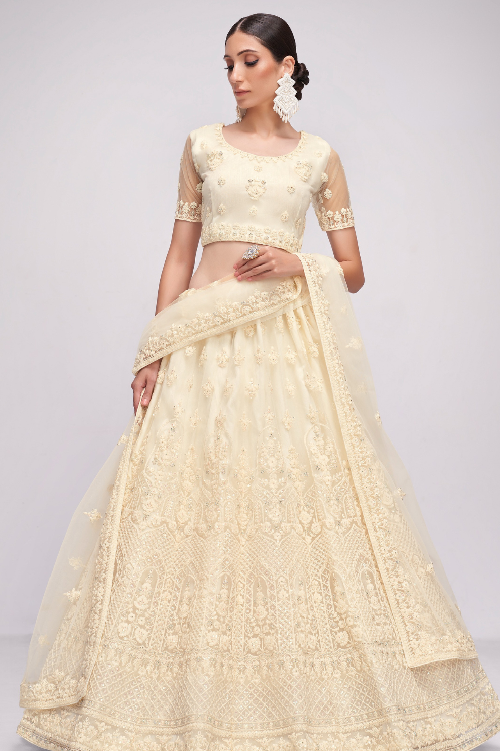 Graceful  Net Fabric Lehenga Choli With Rich Cording