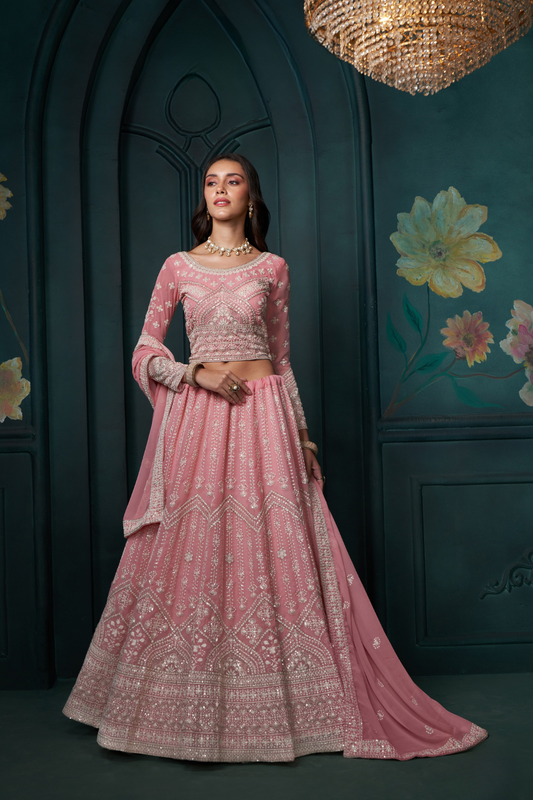 Graceful Embroidered Lehenga In Georgette