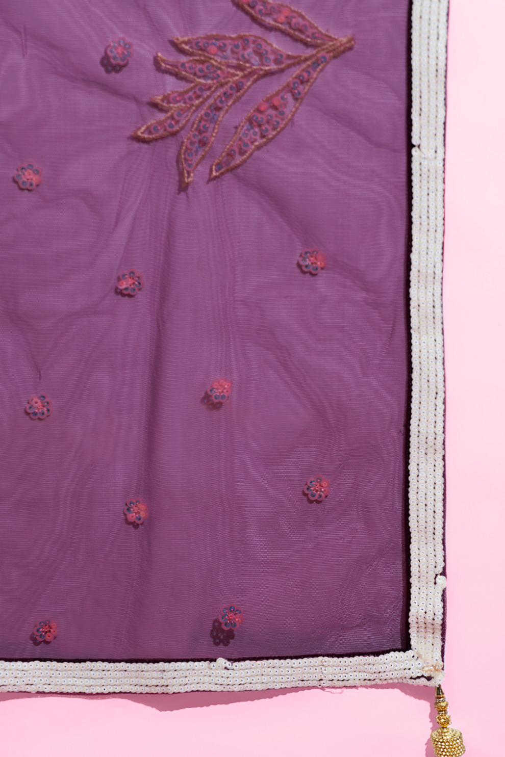 Multi-Sequins Work Net Lehenga for Party Wear