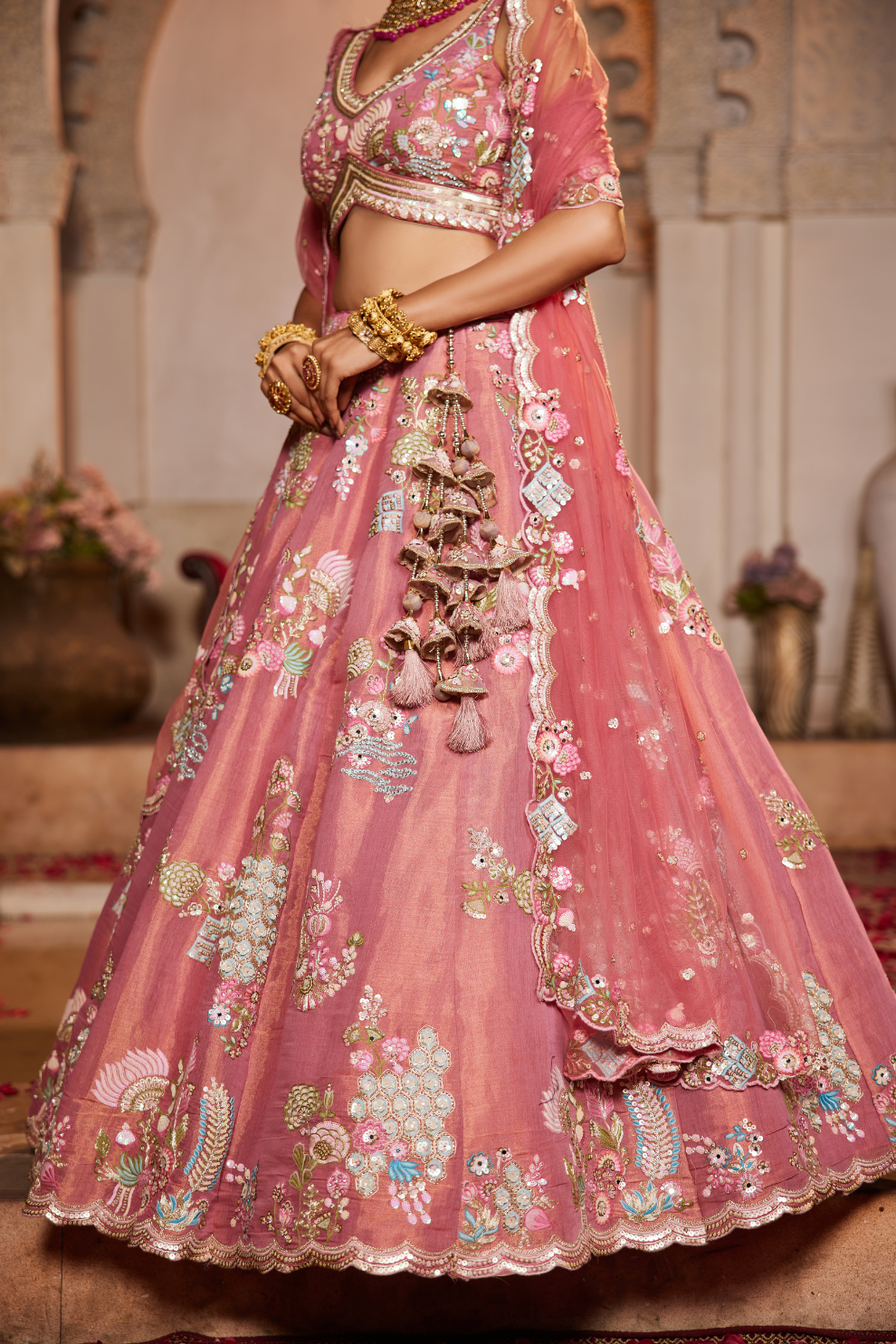 Graceful Net Lehenga Choli Set with Sequined Dupatta