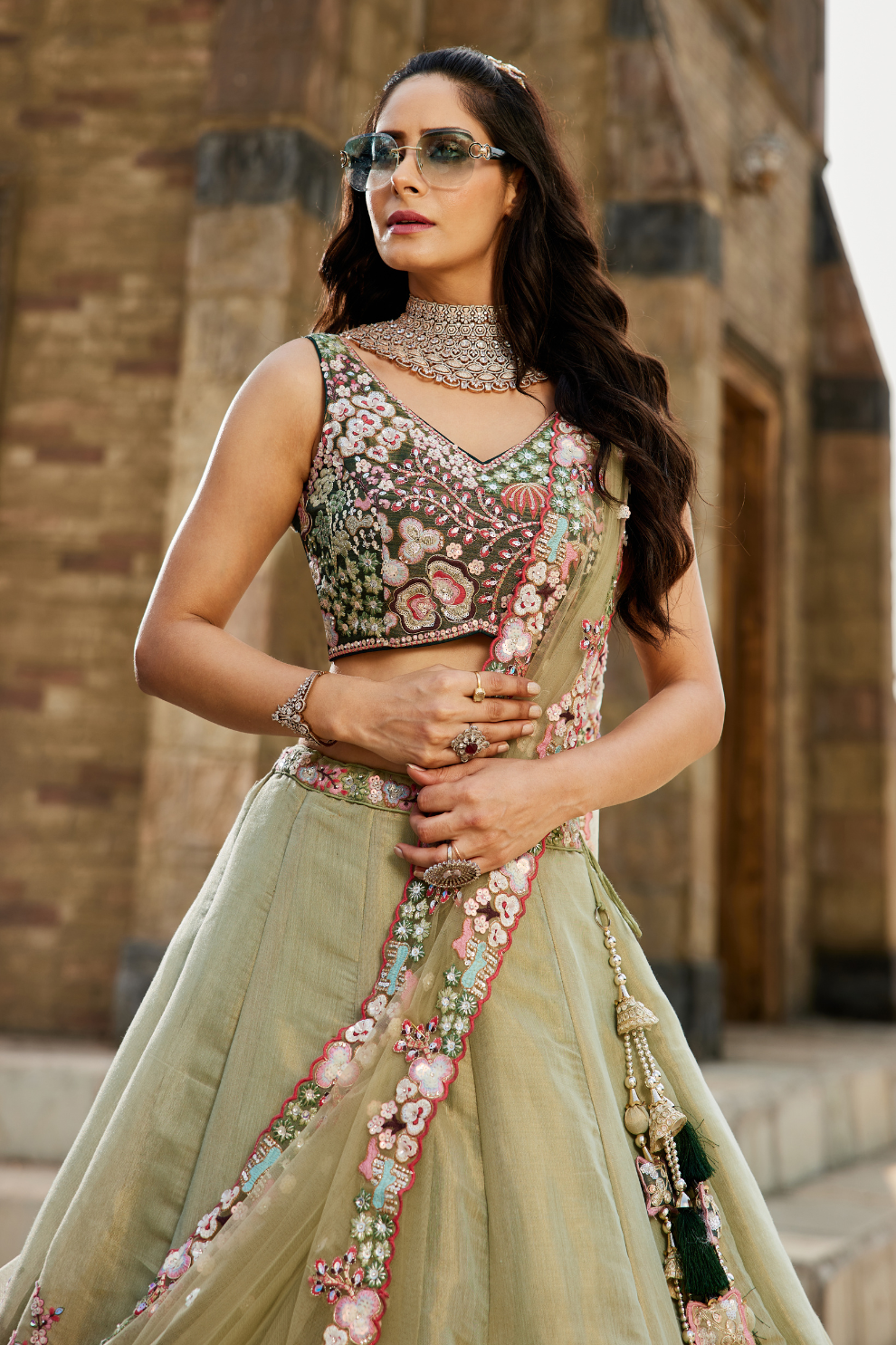 Stylish Net Lehenga Choli & Dupatta Highlighted with Sequins Embroidery