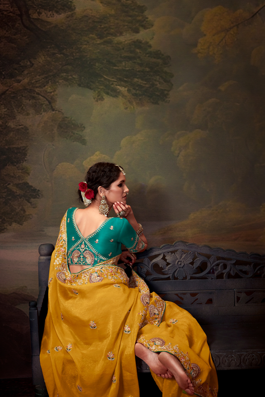 Heavy Embroidered Designer Silk Saree for Elegant Occasions