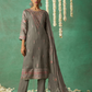 Graceful  Multi-Thread Embroidered Pant Suit