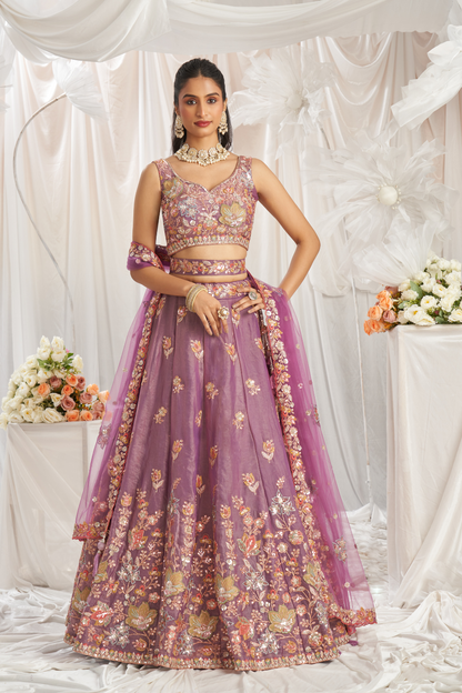 Designer Organza Embroidered Lehenga Choli with Glamorous Sequins