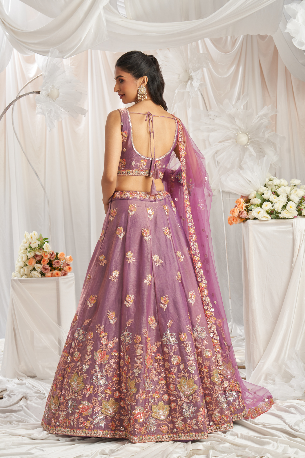 Designer Organza Embroidered Lehenga Choli with Glamorous Sequins