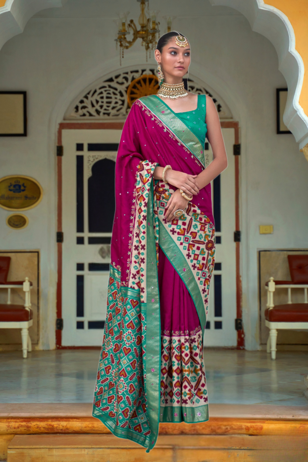 Traditional Patola Design Silk Saree with Rich Prints