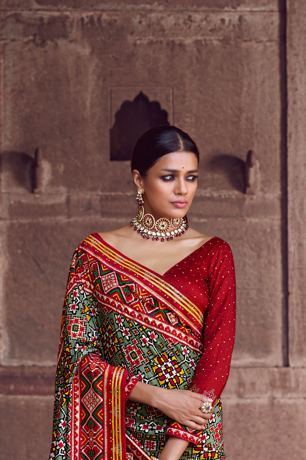 Dola Silk Saree with Ethnic Traditional  Patola Print Design