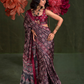 Printed Ajrakh Satin Crepe Saree with Ethnic Artistic Patterns