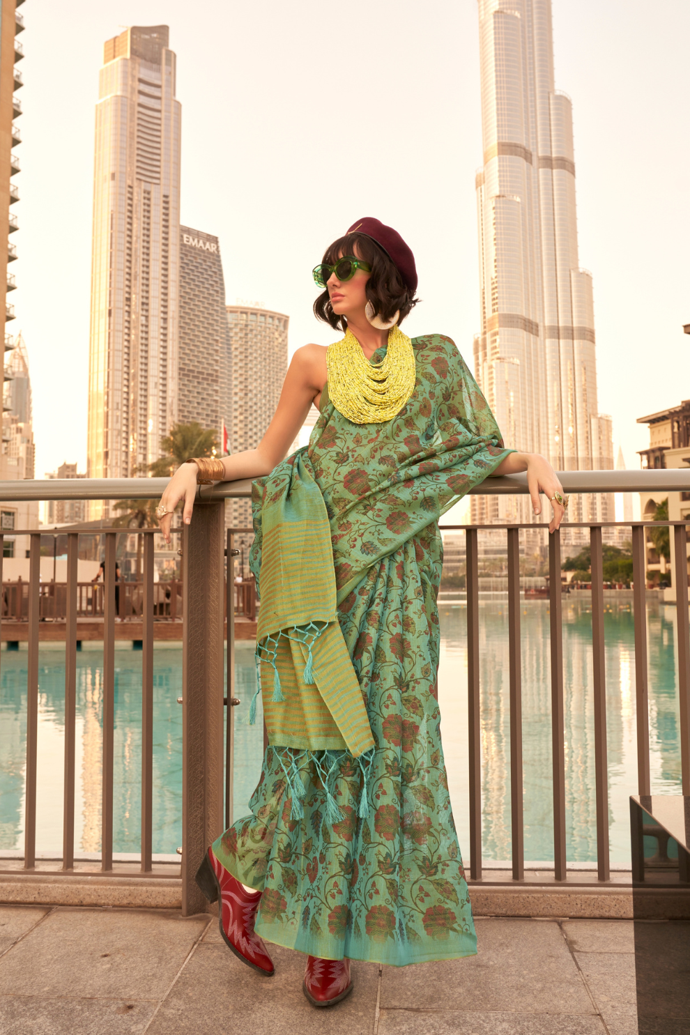 Tissue Saree with Elegant Handloom Weaving and Subtle Shine
