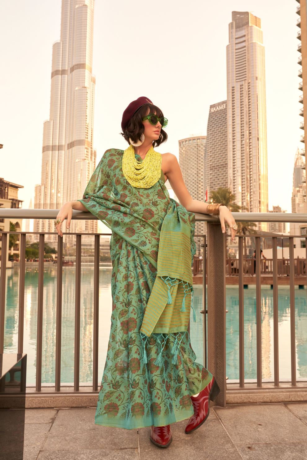 Tissue Saree with Elegant Handloom Weaving and Subtle Shine