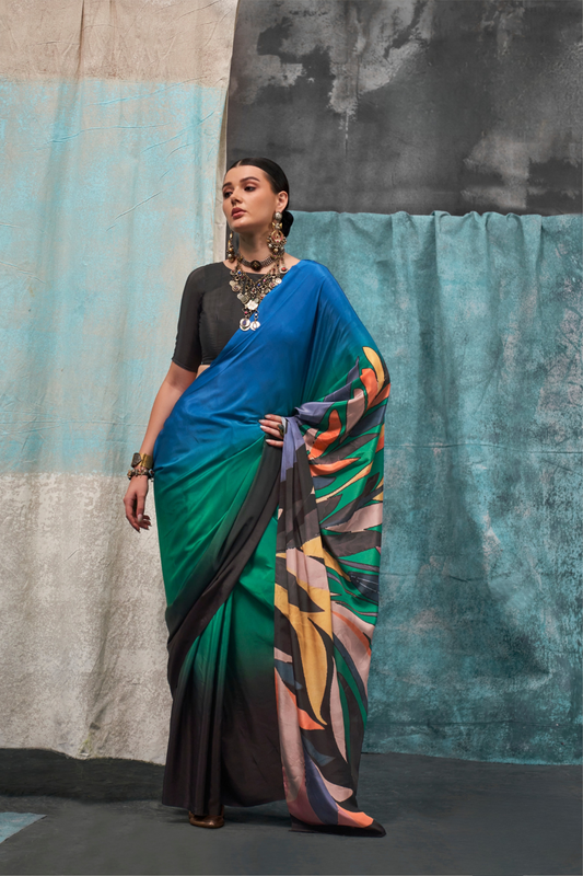 Pure Silk Crepe Saree with Statement Prints