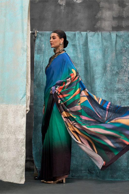 Pure Silk Crepe Saree with Statement Prints