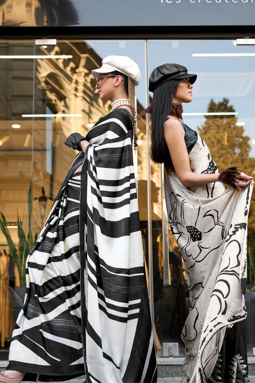 Printed Satin Crepe Saree with Soft Silky Fall and Shine