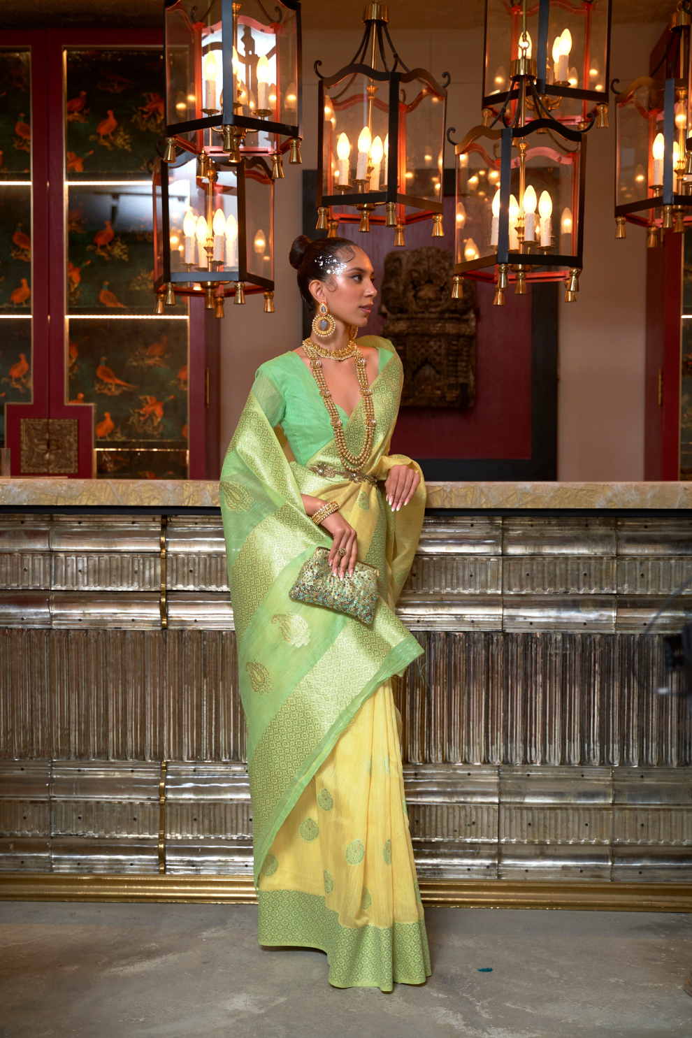 Woven Linen Silk Saree with Subtle Zari Detailing