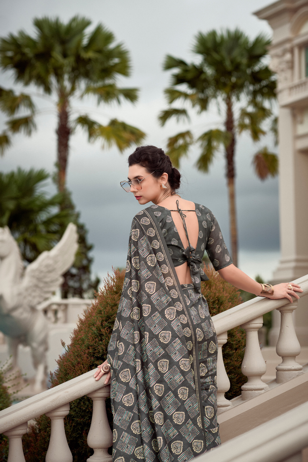 Elegant Whispers Pure Mal Mal Cotton Saree in Modern Digital Motifs - LaVante Fashion