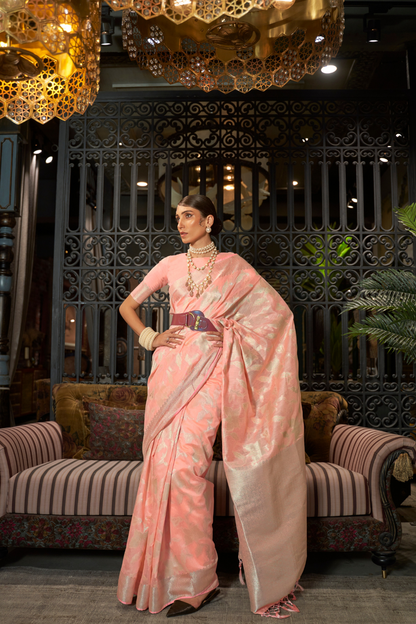 Banarasi Saree with Contrast Border and Traditional Weaving