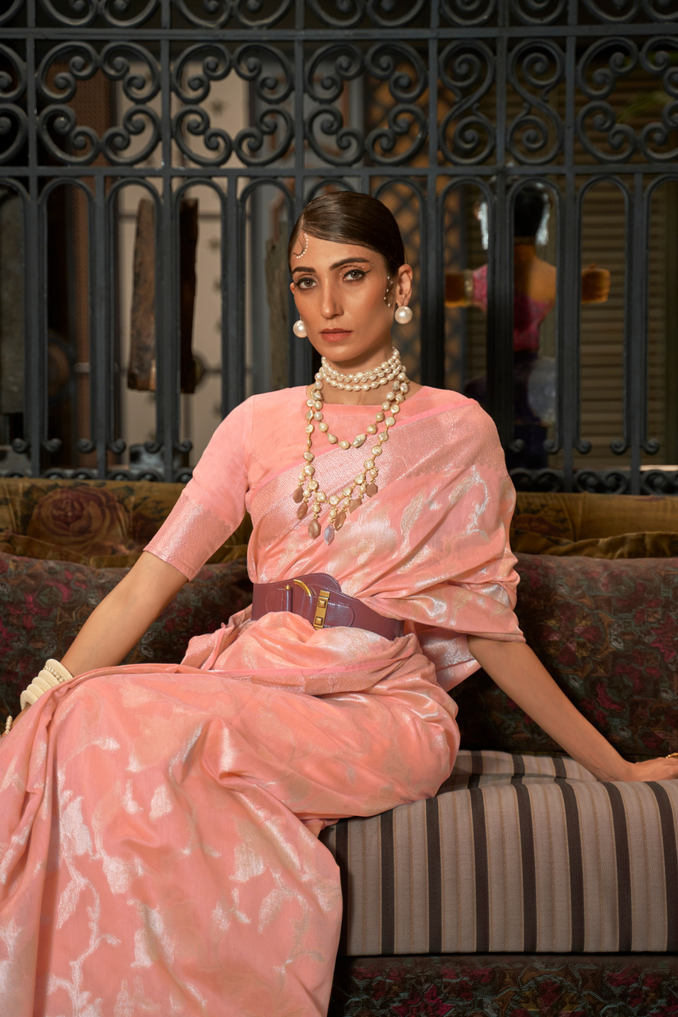 Banarasi Saree with Contrast Border and Traditional Weaving