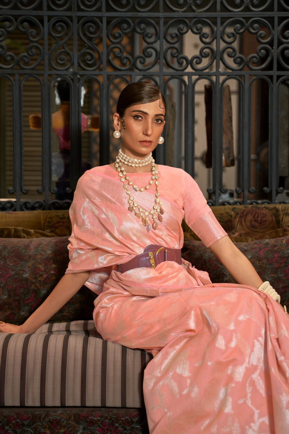 Banarasi Saree with Contrast Border and Traditional Weaving