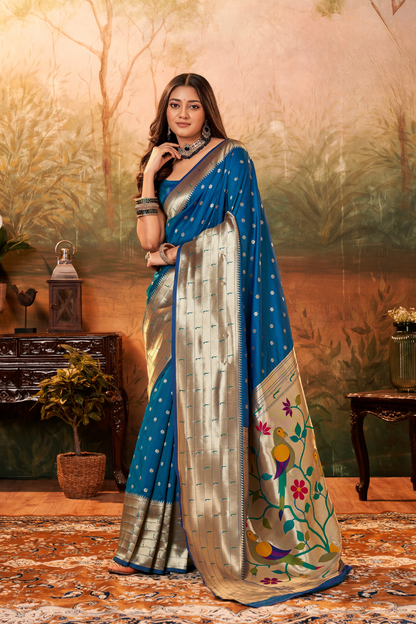 Pure Paithani Silk Saree with Zari Weaving - LaVante Fashion