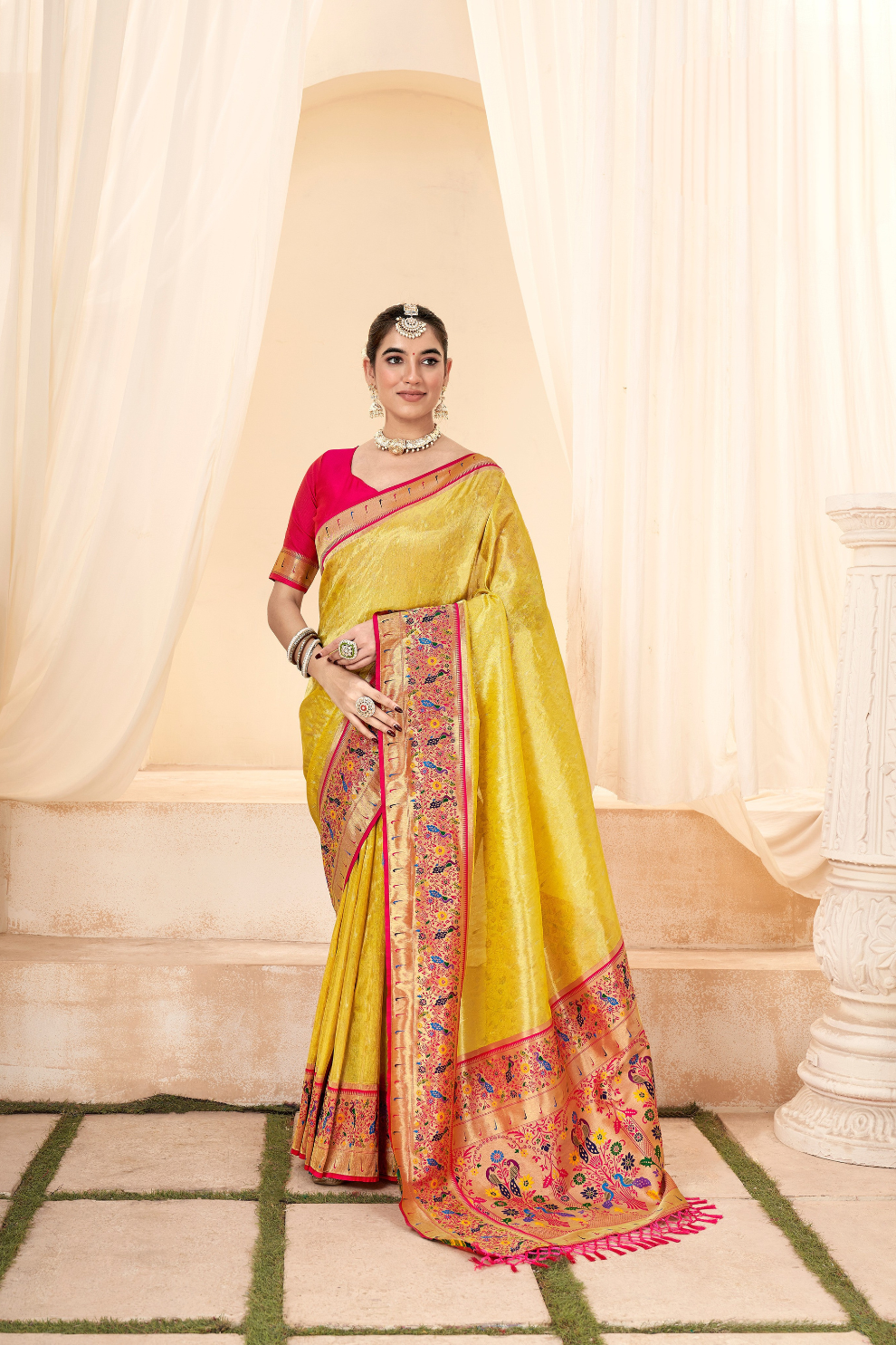 Heritage Paithani Tissue Silk with Traditional Zari Weaving - LaVante Fashion
