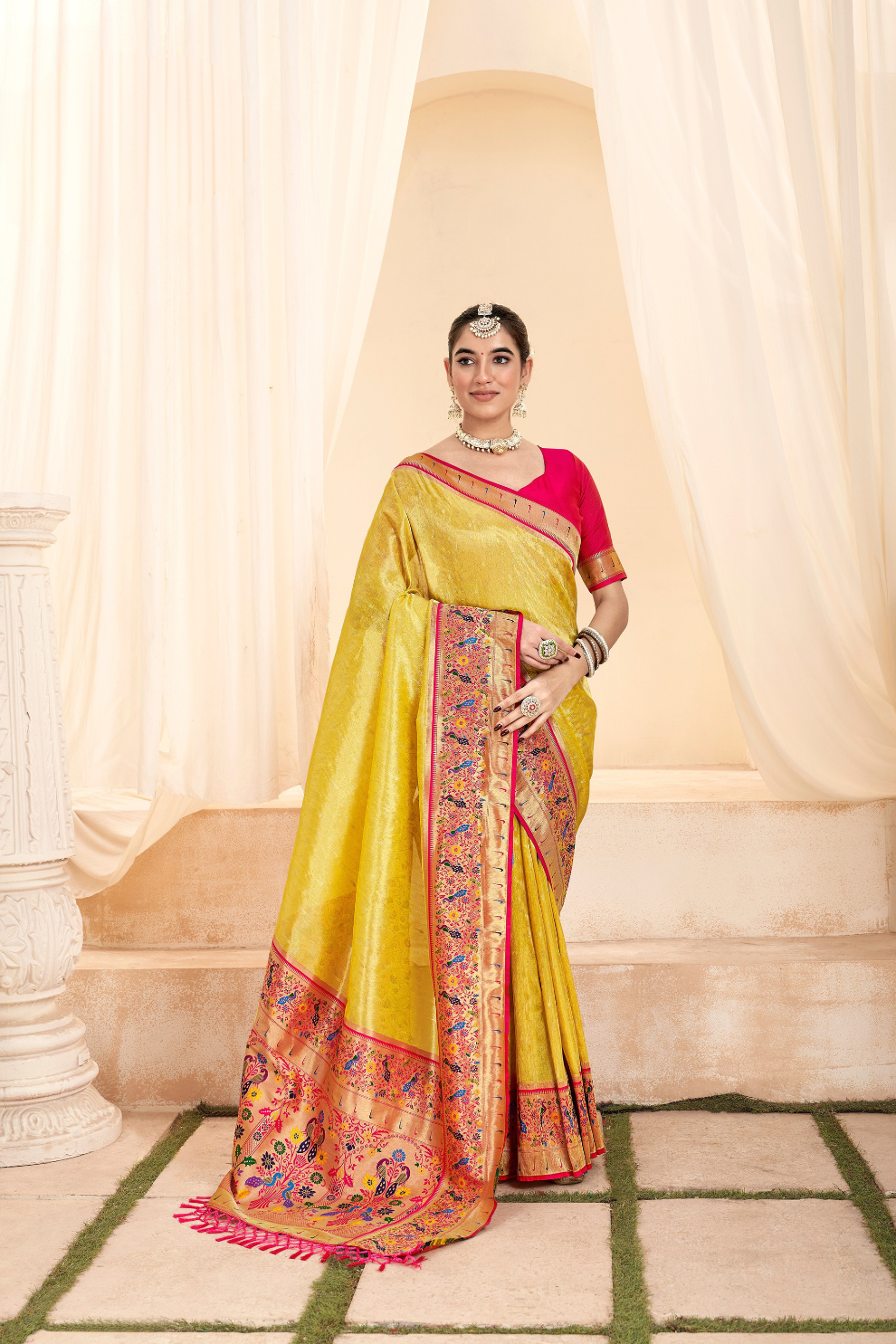 Heritage Paithani Tissue Silk with Traditional Zari Weaving - LaVante Fashion