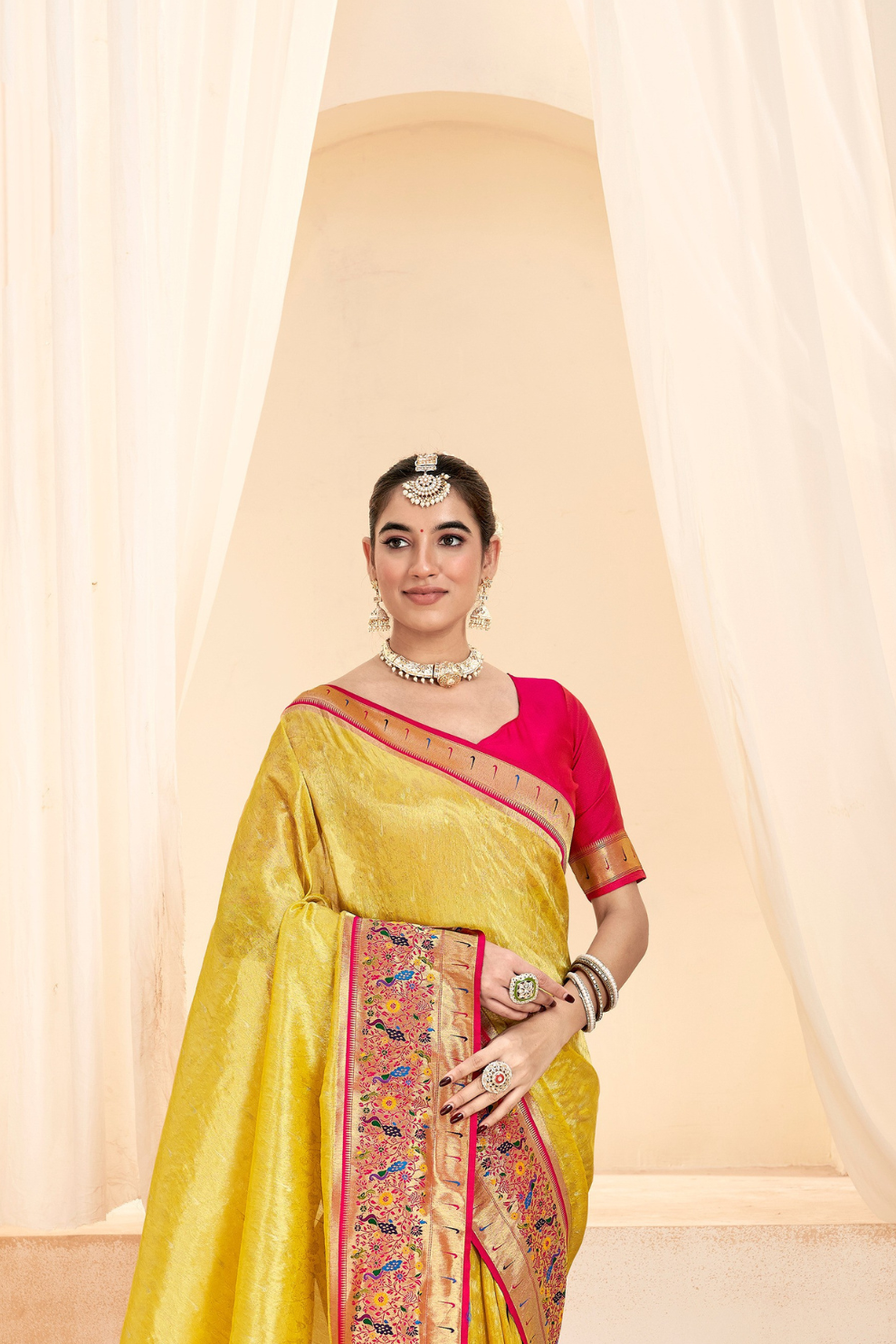 Heritage Paithani Tissue Silk with Traditional Zari Weaving - LaVante Fashion