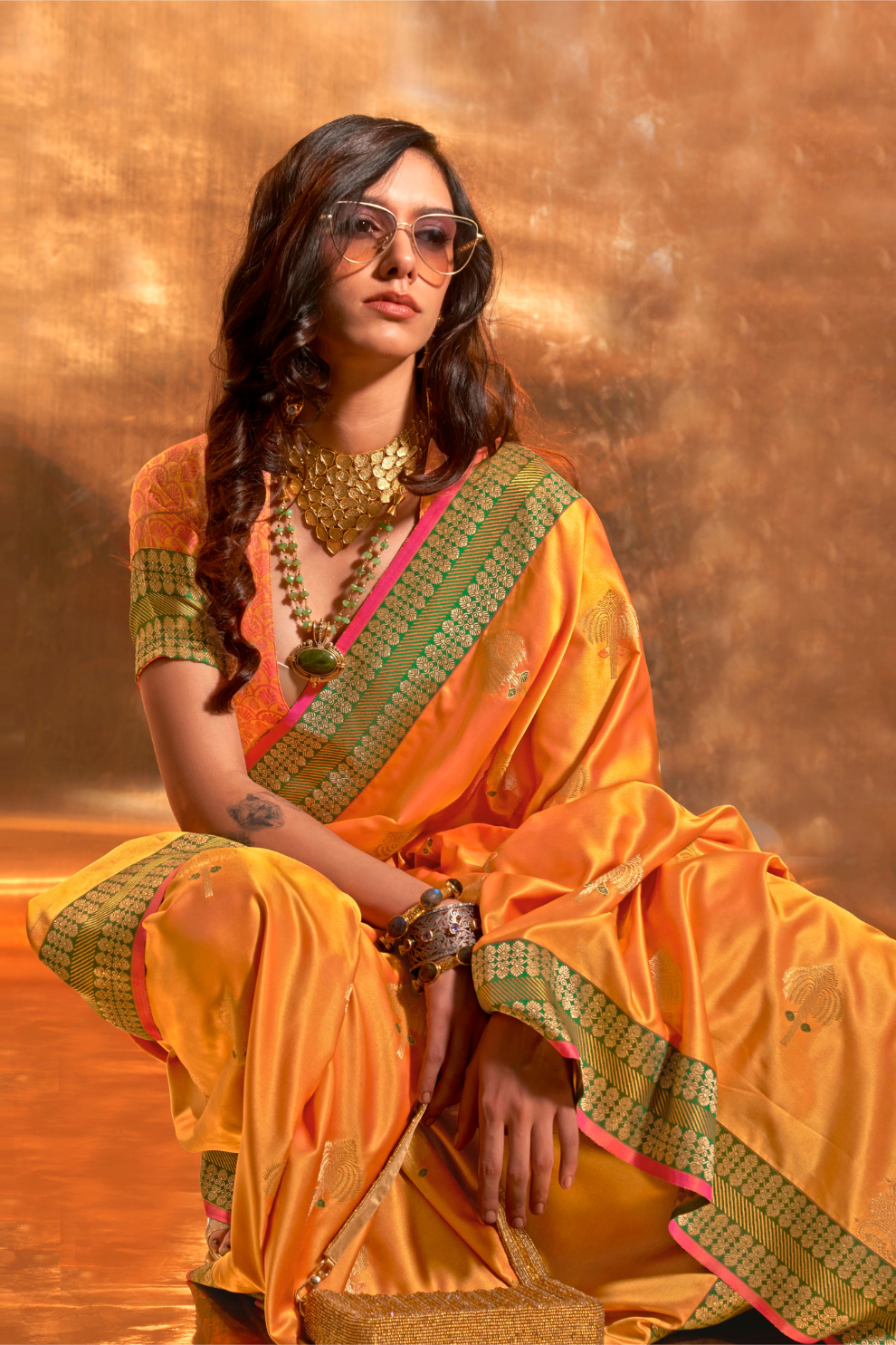 Woven Zari Satin Banarasi Silk Saree with Rich Traditional Detailing