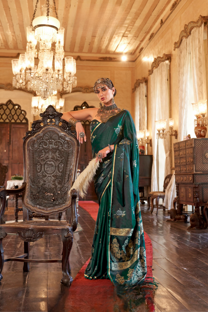 Zari Woven Banarasi Satin Silk Saree with Glossy Rich Finish