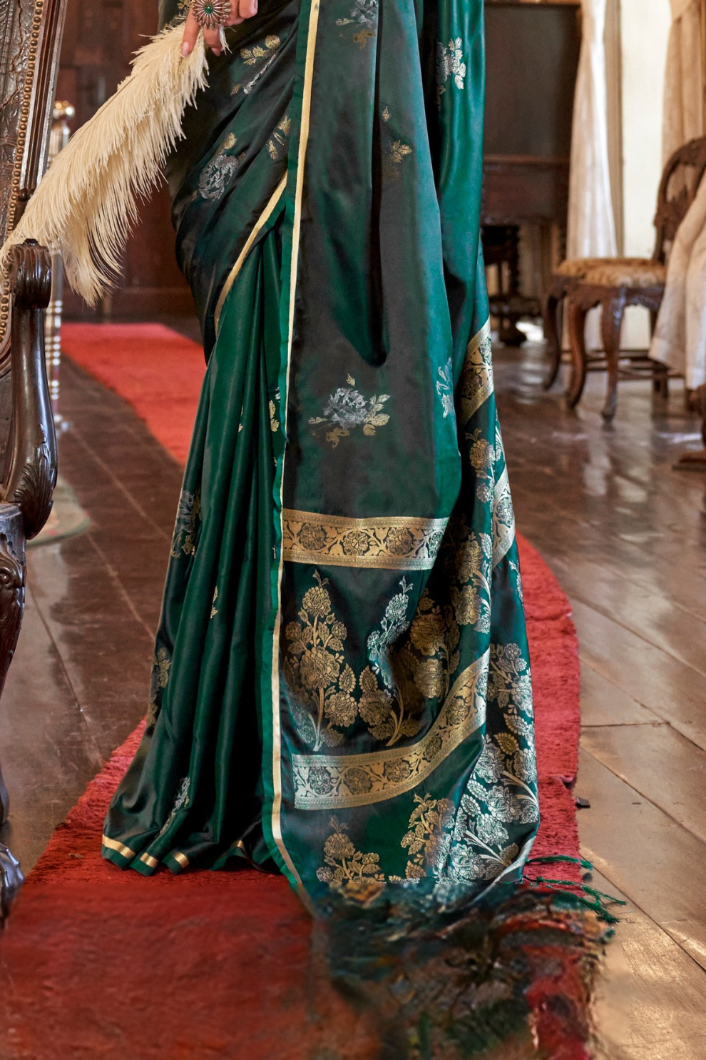 Zari Woven Banarasi Satin Silk Saree with Glossy Rich Finish