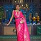 Elegant Fuchsia Satin Saree with Smooth Lustrous Finish