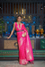 Elegant Fuchsia Satin Saree with Smooth Lustrous Finish