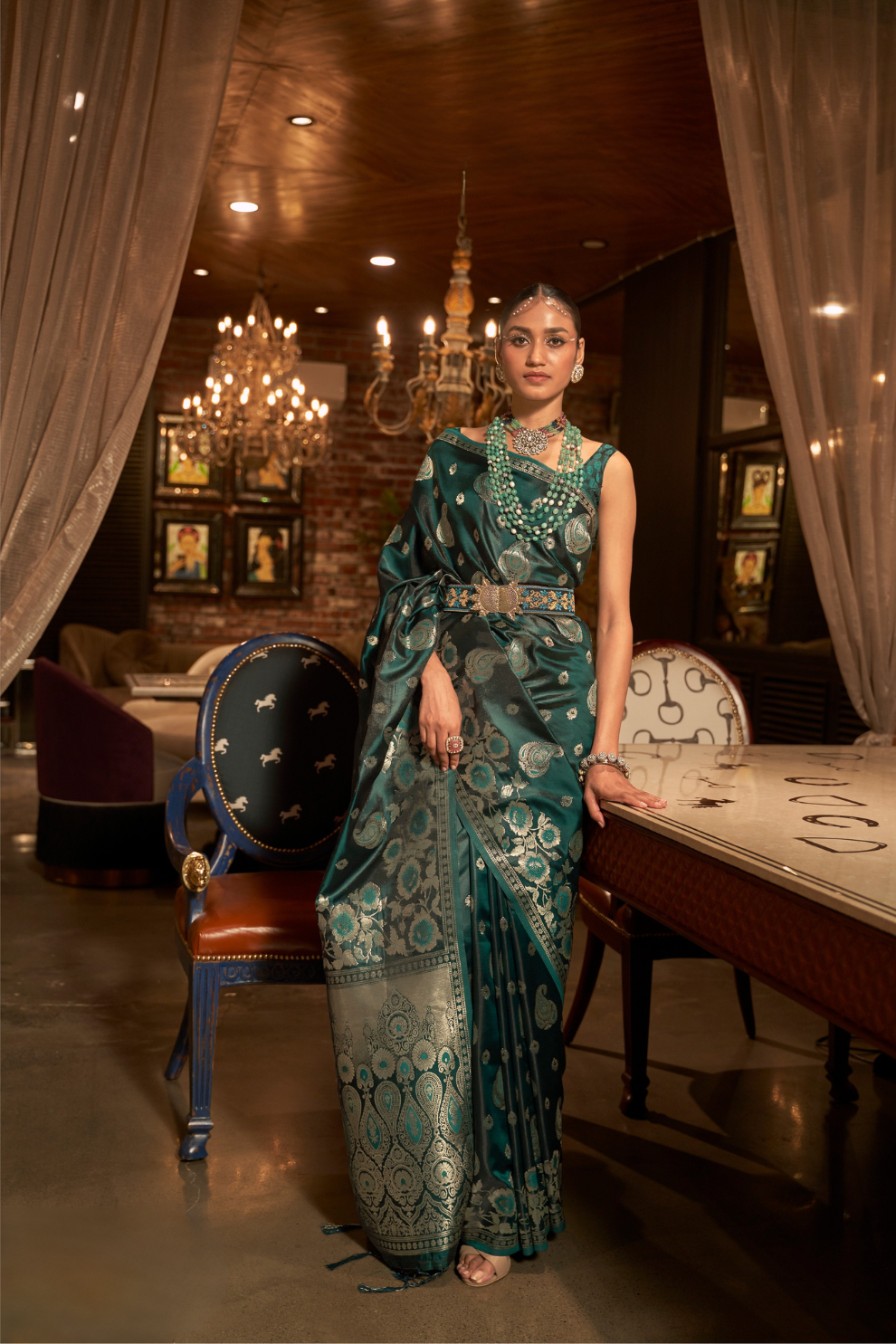 Pure Satin Saree with Elegant Handloom Weaving Design