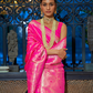 Elegant Fuchsia Satin Saree with Smooth Lustrous Finish