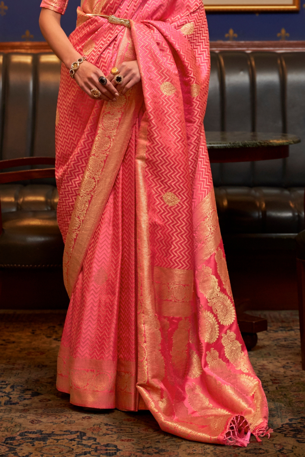 Pure Satin Weaving Silk Saree with Luxurious Glossy Finish