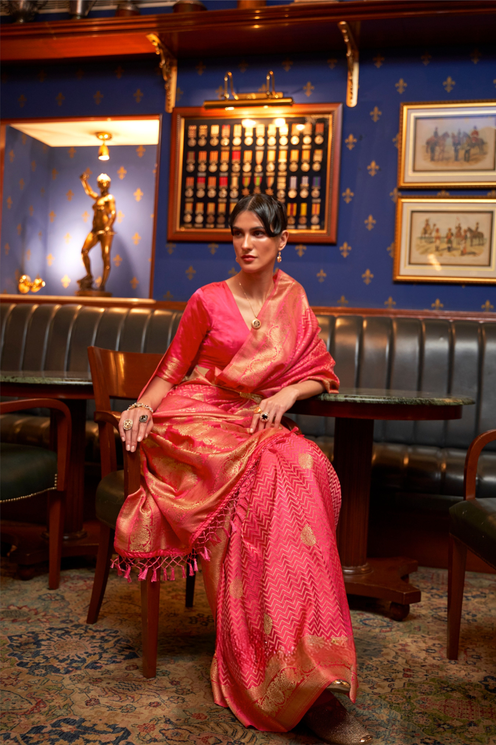 Pure Satin Weaving Silk Saree with Luxurious Glossy Finish