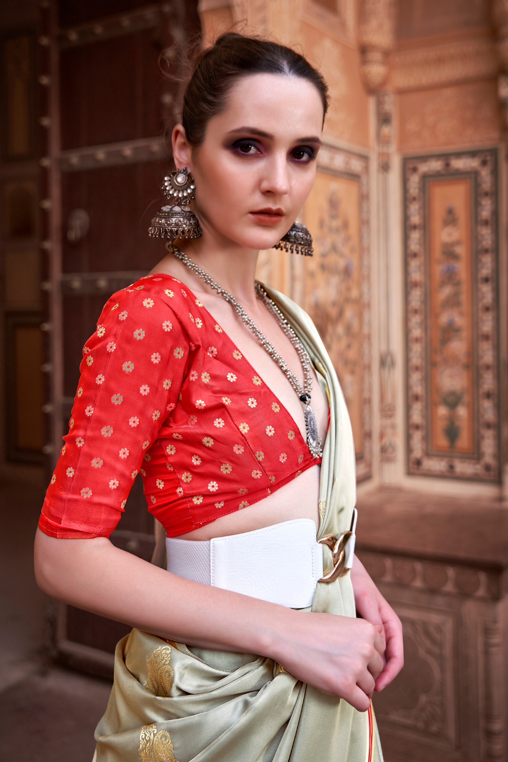 Luxurious Satin Fabric Adorned with Traditional Zari Work - LaVante Fashion