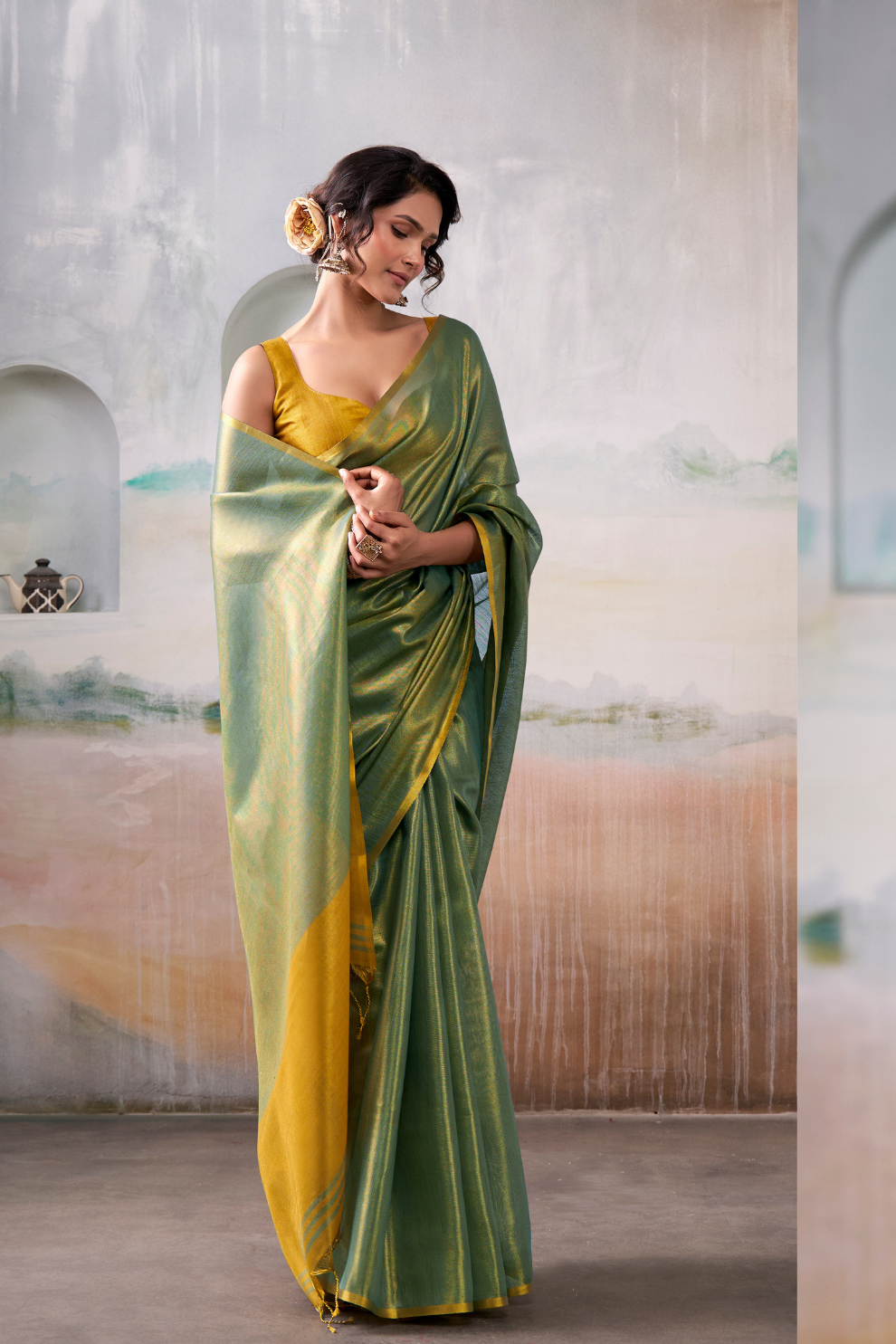 Lightweight Tissue Silk Saree with Luxurious Glow Finish