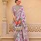 Modern Foil Printed Silk Saree with Aqua Inspired Finish