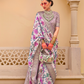 Modern Foil Printed Silk Saree with Aqua Inspired Finish